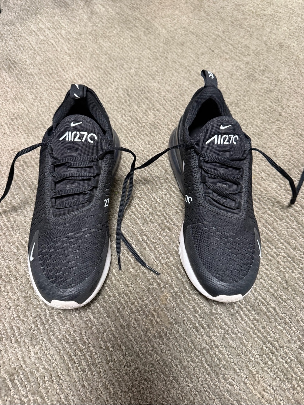 Nike Air270 Black with White Sole Athletic Sneakers